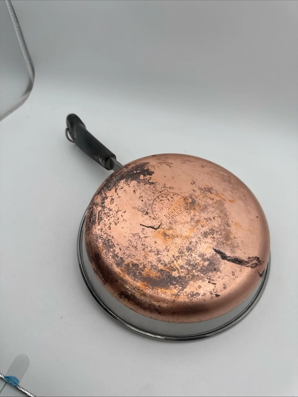 Vtg Revere Ware 8 Inch Skillet Frying Pan w/Lid Copper Bottom/Stainless Steel